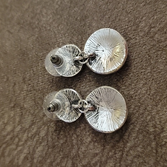 VTG HOWARD'S Space Age Nebula Enamel Circle Swirl Dangle Post Earrings - Picture 3 of 6